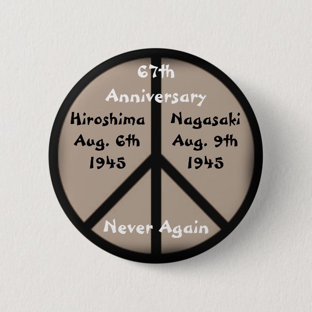 Hiroshima-Nagasaki Peace Sign Pinback Button (Front)