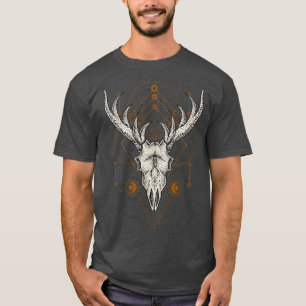 Hirsch Totenkopf Okkulte Magie Heilige Geometrie T-Shirt