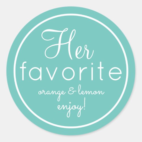 His and Her aqua favorite wedding favor stickers