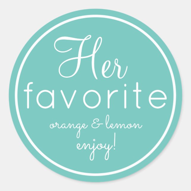 His and Her aqua favorite wedding favor stickers (Front)