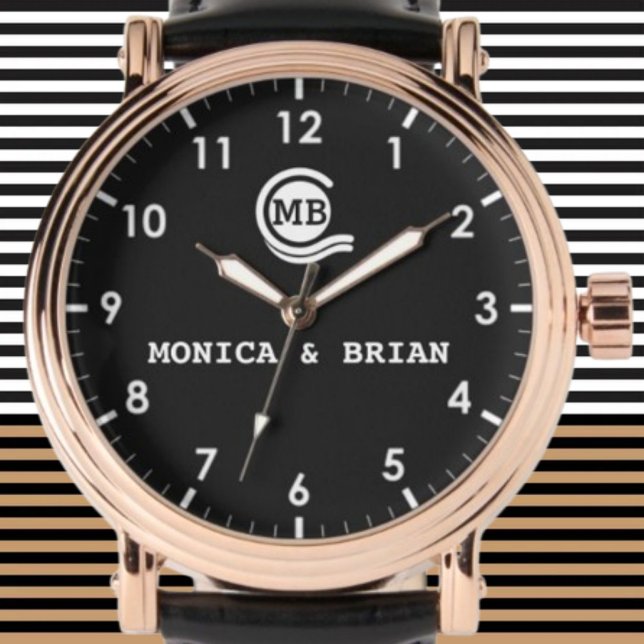 His and Her Couple names monogram initials Romanti Watch (Creator Uploaded)