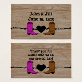 His And Her Cowboy Boots Wedding Favor Hang Tag (Front & Back)