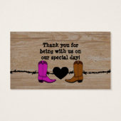 His And Her Cowboy Boots Wedding Favor Hang Tag (Back)