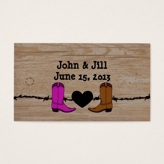 His And Her Cowboy Boots Wedding Favor Hang Tag (Front)