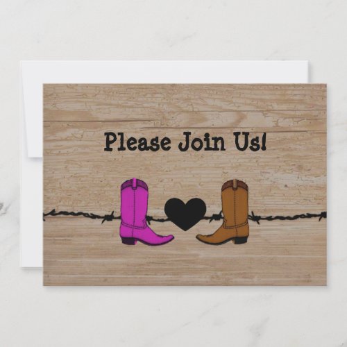 His And Her Cowboy Boots Wedding Invitation