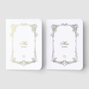 His and Her Elegant Gold Filigree Floral Frame  Foil Vow Books