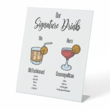 His and Her Signature Cocktail Drink Menu 