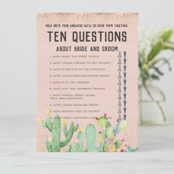 His and Her Ten Questions Wedding Game Zazzle