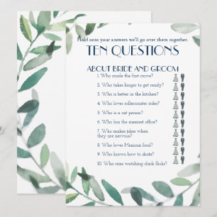 His and Her Ten Questions Wedding Game Invitation