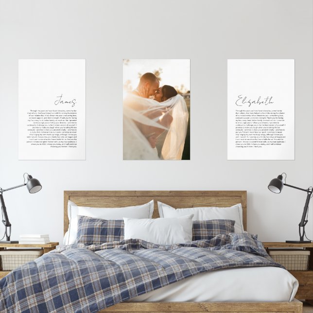 His and Her Vows Wedding Portrait Wall Art Sets (Bedroom)