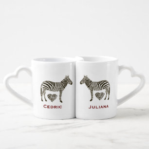 His and Her Zebra Personalized Couple Coffee Mug Set