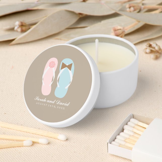 His and Hers Beach Sandals Wedding Mini Candle Favors (Insitu)