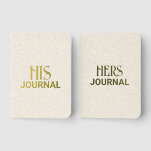 His and Hers Beige Linen Background Foil Vow Books