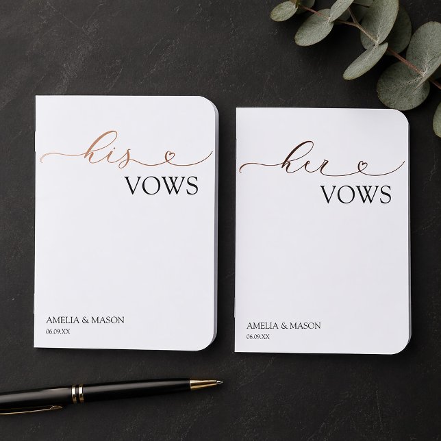 His and Hers Black and White Heart Script  Foil Vow Books (His and Hers Black and White Heart Script Foil Vow Books)