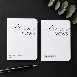 His and Hers Black and White Heart Script Vow Book