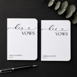 His and Hers Black and White Heart Script Vow Book