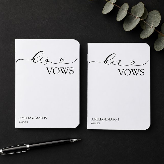 His and Hers Black and White Heart Script Vow Book (His and Hers Black and White Heart Script Vow Book)