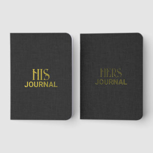 His and Hers Black Linen Background Foil Vow Books