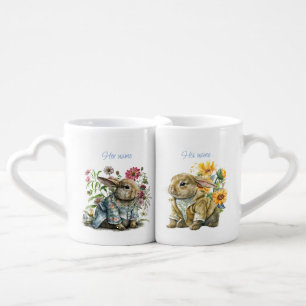 His and Hers Bunny Rabbit Nesting Mugs