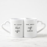 His and Hers | Couple's Favorite Drinks Coffee Mug Set<br><div class="desc">These cute and stylish mugs specify which drink each of you love,  on your own separate mug half!  One side features your favorite drinks,  while you can personalize the other side with your names.</div>