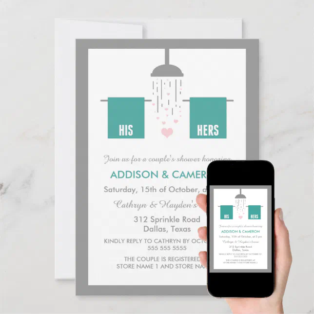 His And Hers Couples Shower Invitation Zazzle 