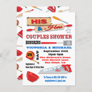 His and Hers Couples Tools Kitchen Shower Invites