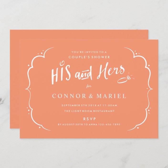 His And Hers Couples Wedding Shower Peach Invitation