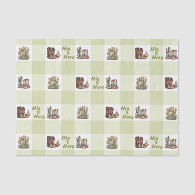 His and Hers Cowboy Cowgirl Boots Tissue Paper (Front)