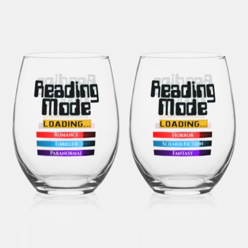 His And Hers Custom Genre Reading Mode  Stemless Wine Glass