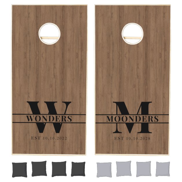 His and Hers Custom Initial Monogram Cornhole Set