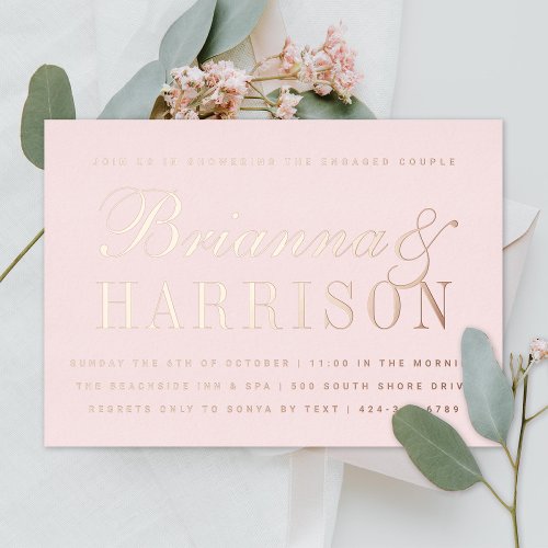 His and Hers Elegant Couples Shower Rose Gold Foil Invitation