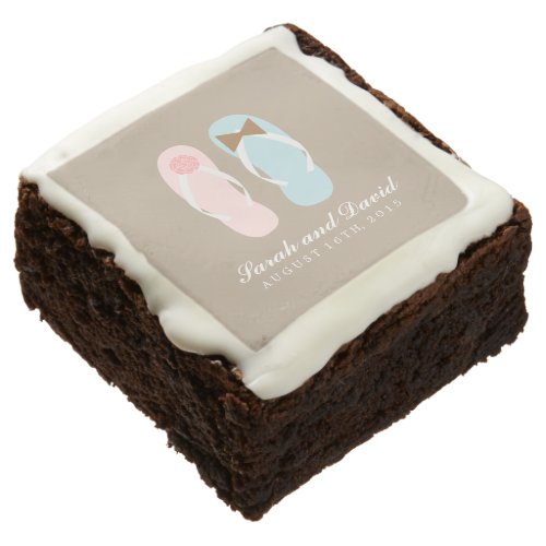 His and Hers Flip Flops Beach Wedding Brownie