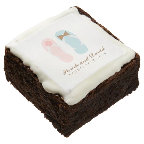 His and Hers Flip Flops Beach Wedding Chocolate Brownie