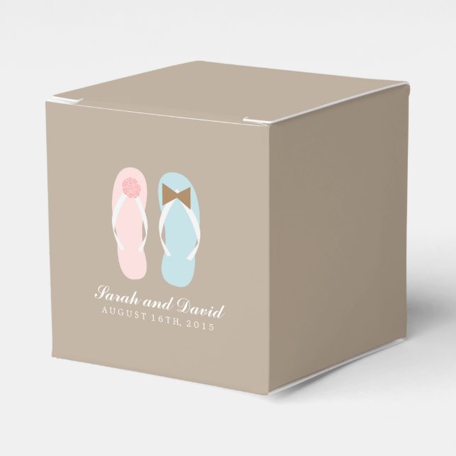 His and Hers Flip Flops Beach Wedding Favor Boxes (Front Side)