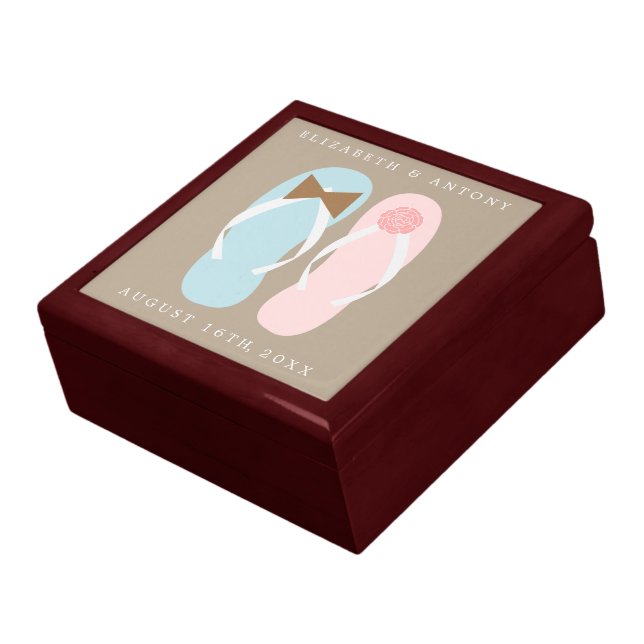 His and Hers Flip Flops Beach Wedding Gift Box (Side)