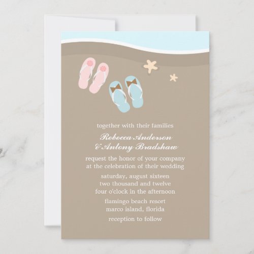 His and Hers Flip Flops Beach Wedding Invites