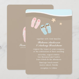 His and Hers Flip Flops Beach Wedding Invitation