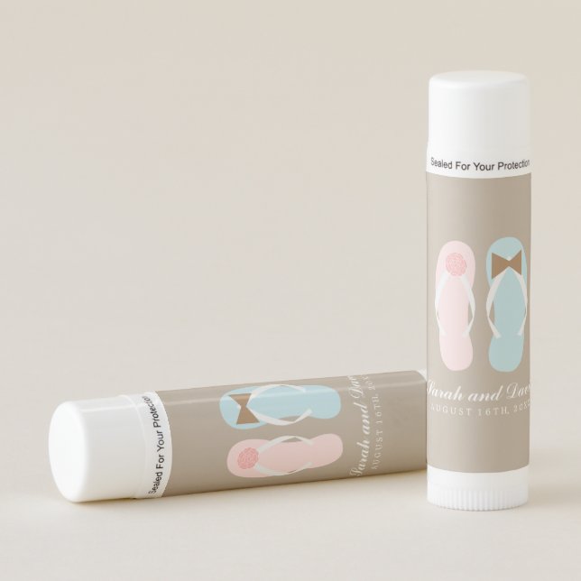 His and Hers Flip Flops Beach Wedding Lip Balm (Front)
