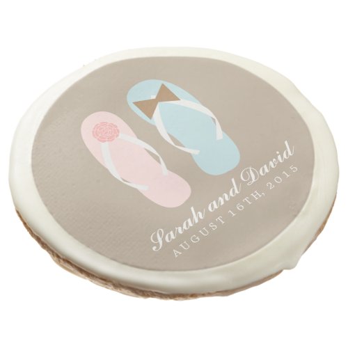 His and Hers Flip Flops Beach Wedding Sugar Cookie