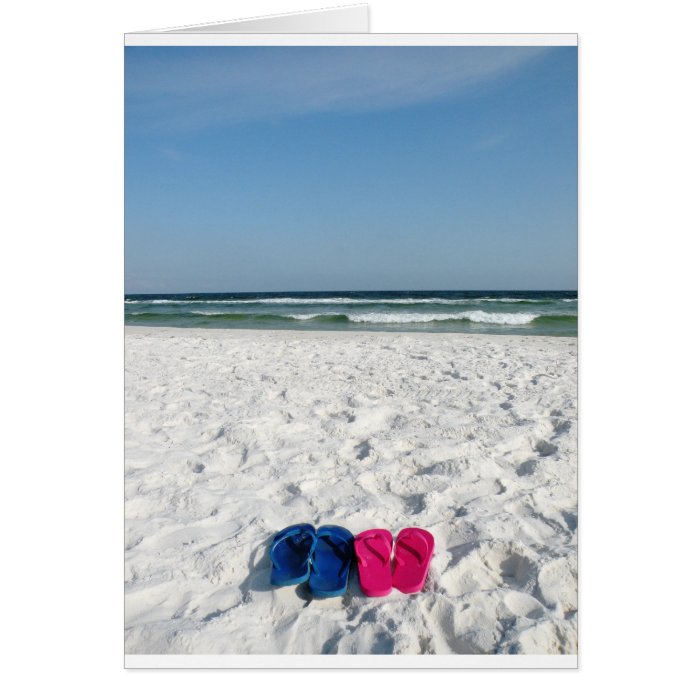 His and Hers Flip Flops on the Beach Greeting Card