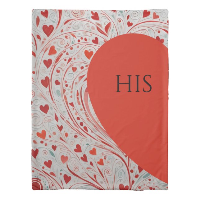 His and Hers - Heart Doodle Duvet Cover for Him (Back)