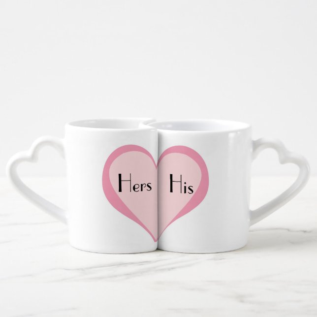 His and Hers Heart Mug Set (Back Nesting)
