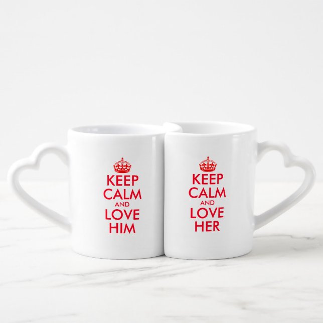 His and hers keep calm bride and groom lovers mugs (Front Nesting)