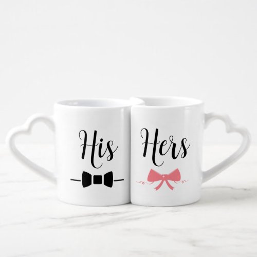 His and Hers  Modern Script Wedding Monogram  Coffee Mug Set
