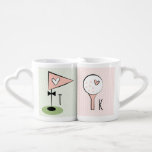 His and Hers Monogram Couples Golf Coffee Mug Set<br><div class="desc">A cute his and hers golf themed couples mug with a flag pin and hole that can be monogrammed with the groom's initial and a golf ball and tee with a heart on it that can have the initial and monogram of the bride added to it. The back of this...</div>