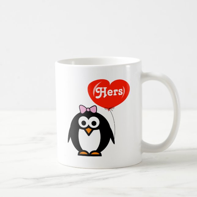 His and hers penguin mugs | matching set (Right)