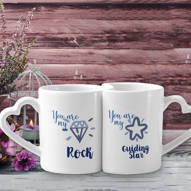 His and Hers Rock and Guiding Star Friends Couples Coffee Mug Set (Creator Uploaded)
