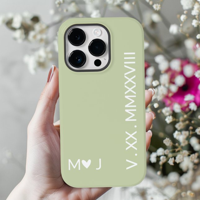 His and Hers Roman Numeral iPhone Case Couple Gift (personalized wedding gift, romantic phone case for her, custom engagement iPhone cover for couples,)