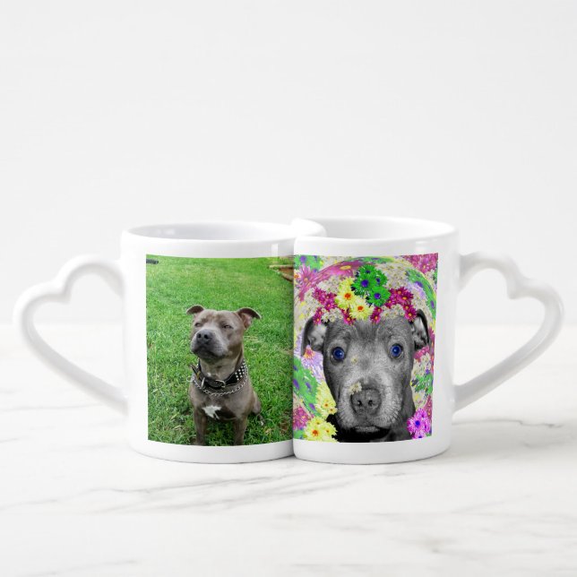 His And Hers Staffordshire Bull Terriers, Coffee Mug Set (Front Nesting)