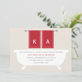 His and Hers Towels Bridal Shower {red} Invitation (Standing Front)